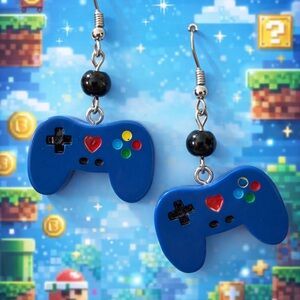 Blue Gamer Controller Earrings - Novelty Gaming Jewelry